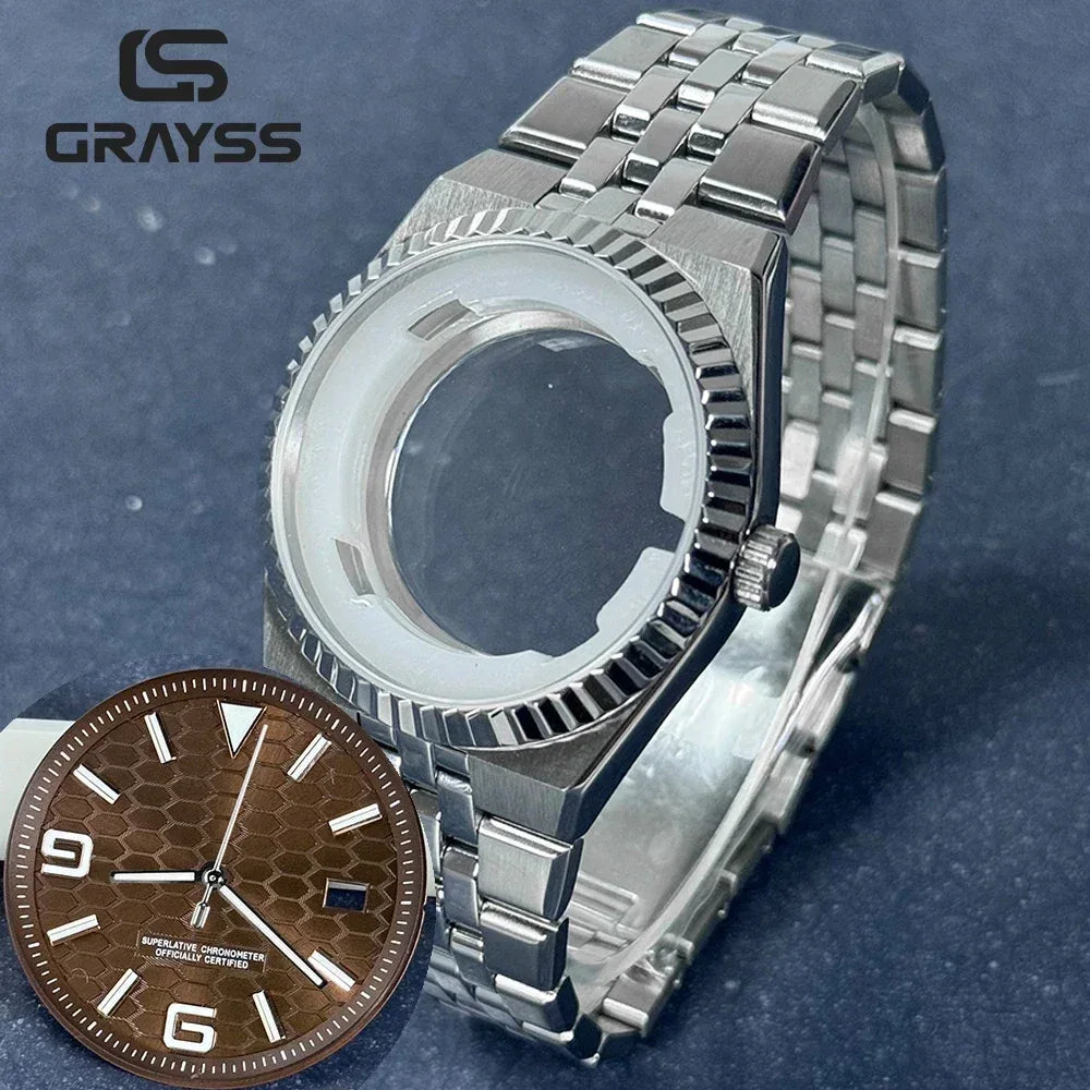 40mm Land-Dweller Watch Case & Dial Kit | Fits NH35 Miyota 8215 | 316L Stainless Steel Automatic Mechanical Case | Custom Iced Out Watch Base | Caratix - CaratixJewelry